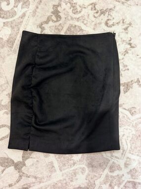 Free People Black Mini Suede Skirt with Side Zip